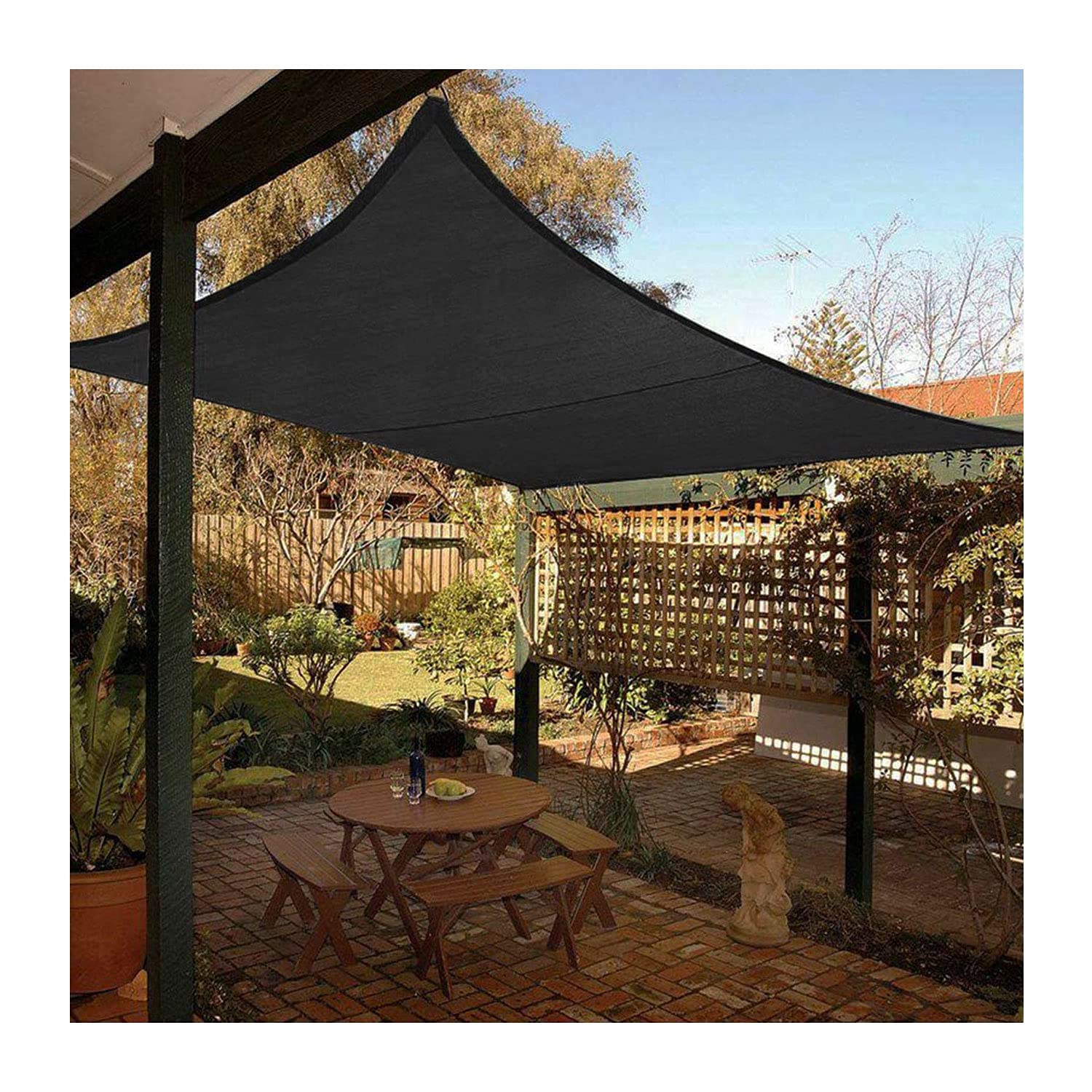 Prostokątny żagiel przeciwsłoneczny, 2 x 3 x 4 m, ochrona przed promieniowaniem UV, wodoodporna tkanina, na patio, podwórko, trawnik, do ogrodu, na imprezę, czarny