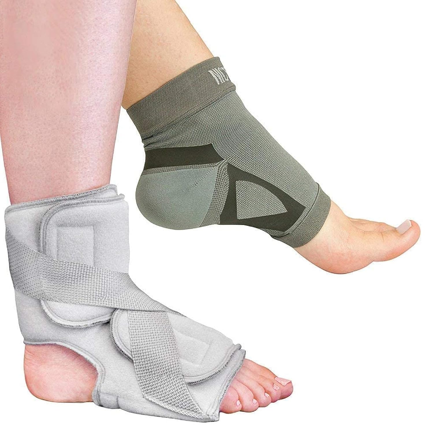 Brownmed - Nice Stretch Total Solution Plantar Fasciitis Relief Kit - Includes Plantar Fasciitis Sock & Night Splint - Foot Compression Sleeve for Heel, Ankle & Arch Support - Small/Medium