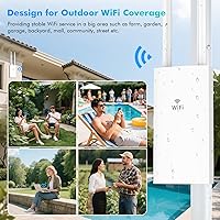 Vista 2 de AC1200 Extensor WiFi para exteriores AP7202, banda dual 2.4 GHz+5 GHz, extensor WiFi de largo alcance, amplificador de señal con antenas duales