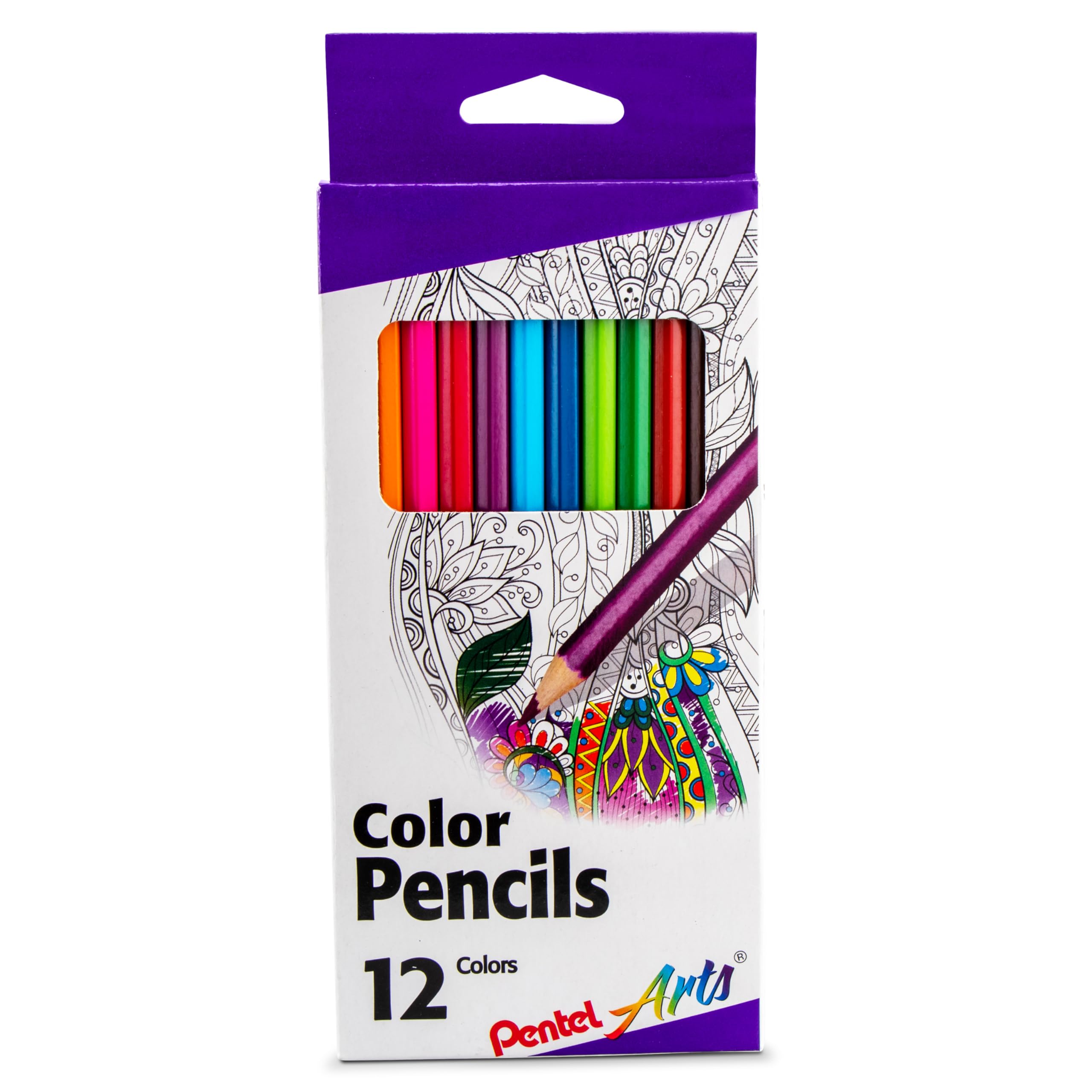 Pentel Arts Colored Pencils, Assorted Colors, Set of 12