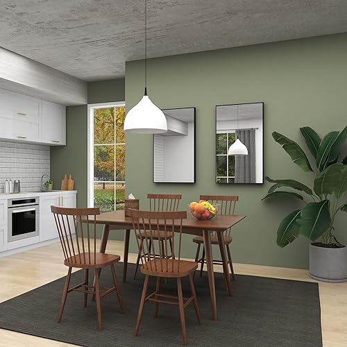 Miniatura 8 de Deco 79 Espejo de pared de madera para habitación, espejo de entrada con marco minimalista fino, espejo montado en la pared 24 x 2 x 40 pulgadas,