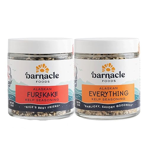 Barnacle Foods Kelp Seasoning Variety Pack  2.5 oz.  Everything Bagel & Furikake Rice Seasoning  Great Spice for Cooking, Meals & Snacks  Made in