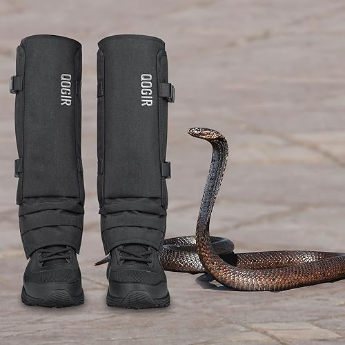 Miniatura 6 de QOGIR Paquete de 3 polainas de serpiente protectores de serpiente duraderos para caza, polainas de polaina de serpiente para hombres y mujeres,
