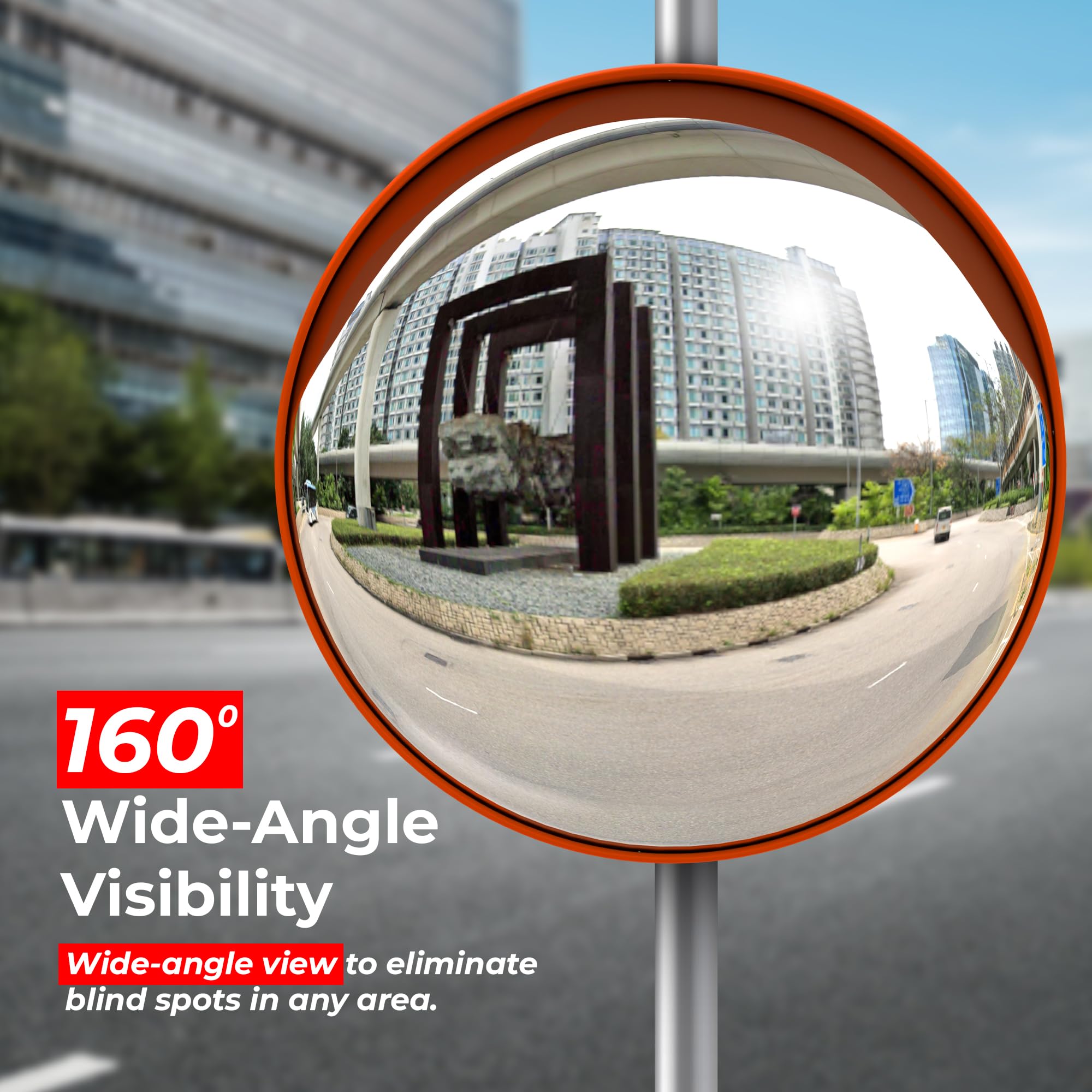 Espejo Convexo de Seguridad de 80 cm para Entrada | Gran Ángulo de Visión de Punto Ciego | Mejora la Seguridad en Hogar, Oficina y Entradas