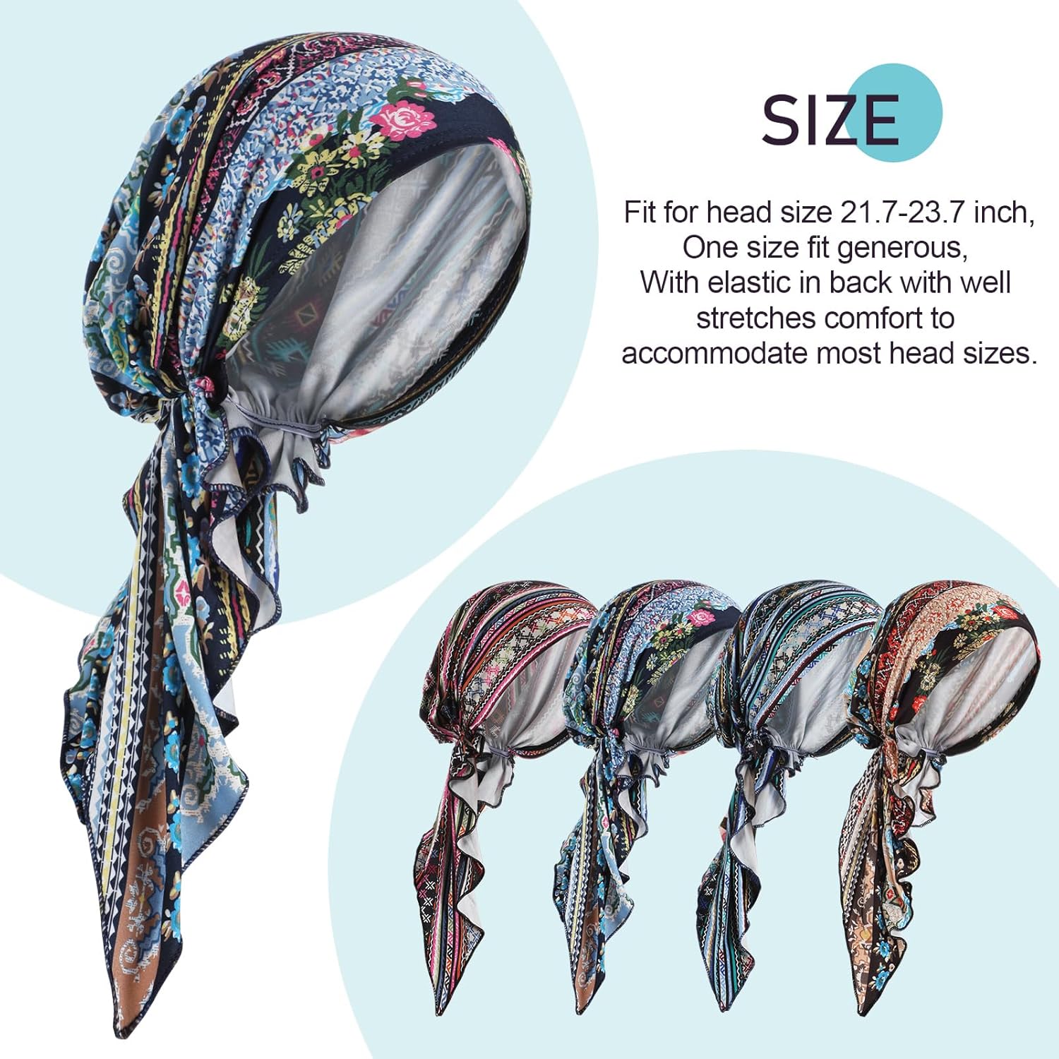 4 Pcs Chemo Headwear for Women Pre Tied Cancer Caps Cotton Head Scarf Turbans for Women Patients Gifts - Image 2