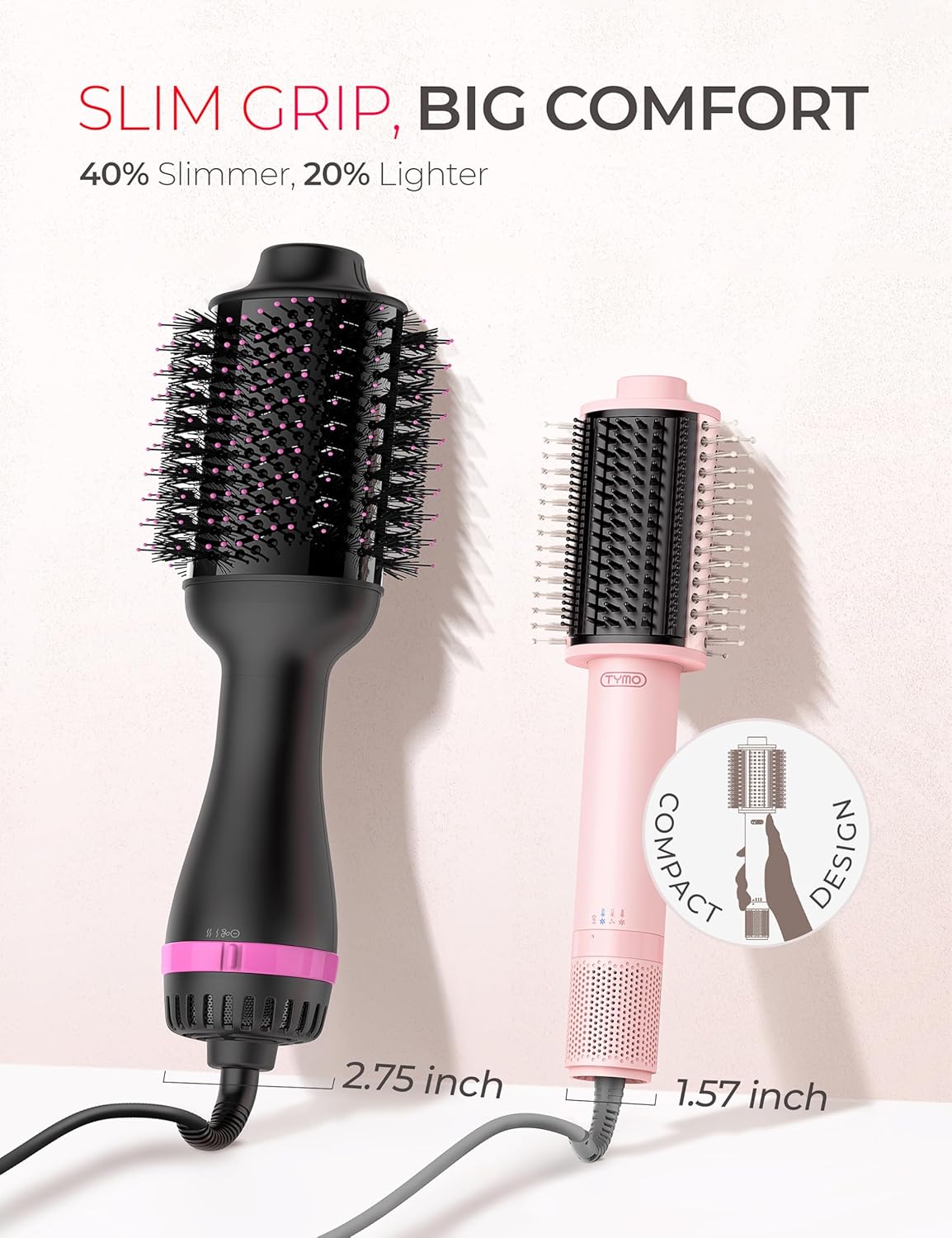 TYMO High Speed Compact Hair Dryer Brush + TYMO Automatic Curling Iron