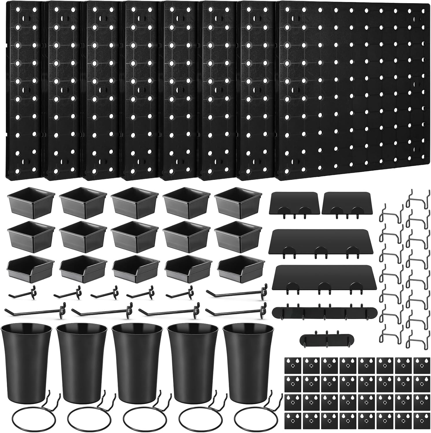 Pinkunn 96 Pcs Pegboard Wall Organizer Pegboard Bins Peg