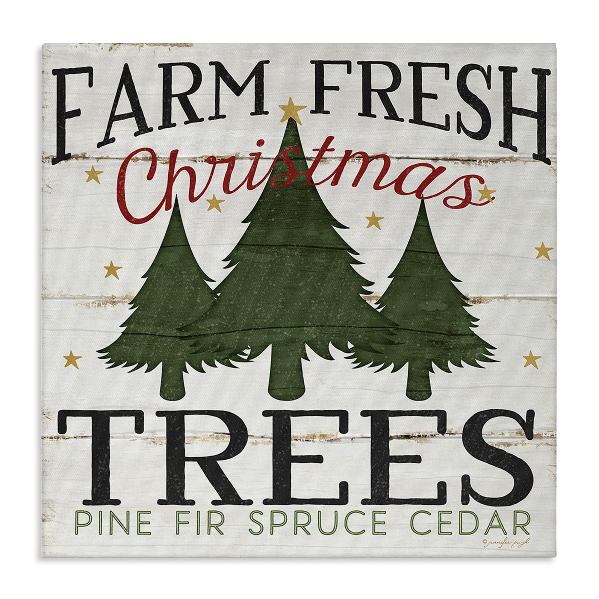The Stupell Home Décor Collection Farm Fresh Christmas Trees Canvas Wall Art, 7x17, Multi-Color