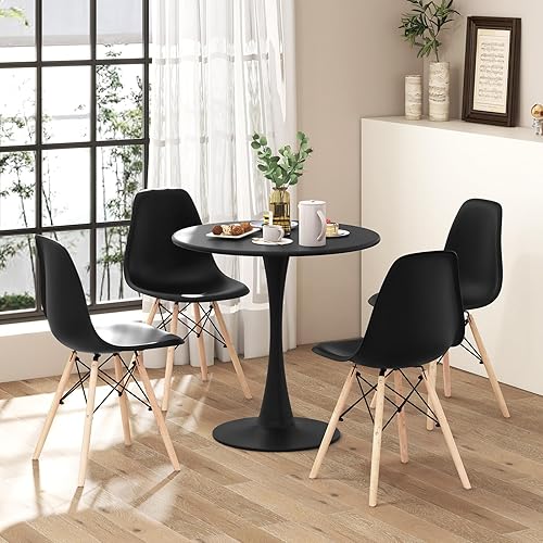 Miniatura 3 de Giantex Juego de 4 sillas de mesa de cocina, juego de mesa de comedor con mesa redonda de 32 pulgadas y sillas de comedor, moderno juego de mesa de