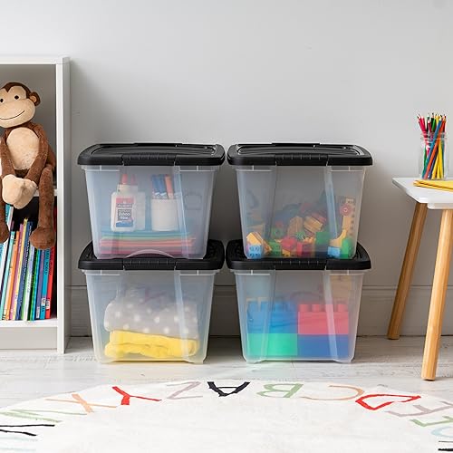 Miniatura 7 de IRIS USA - Bolsa de almacenamiento de plástico de 32 cuartos de galón, paquete de 4, transparente y negro, contenedor organizador de contenedores