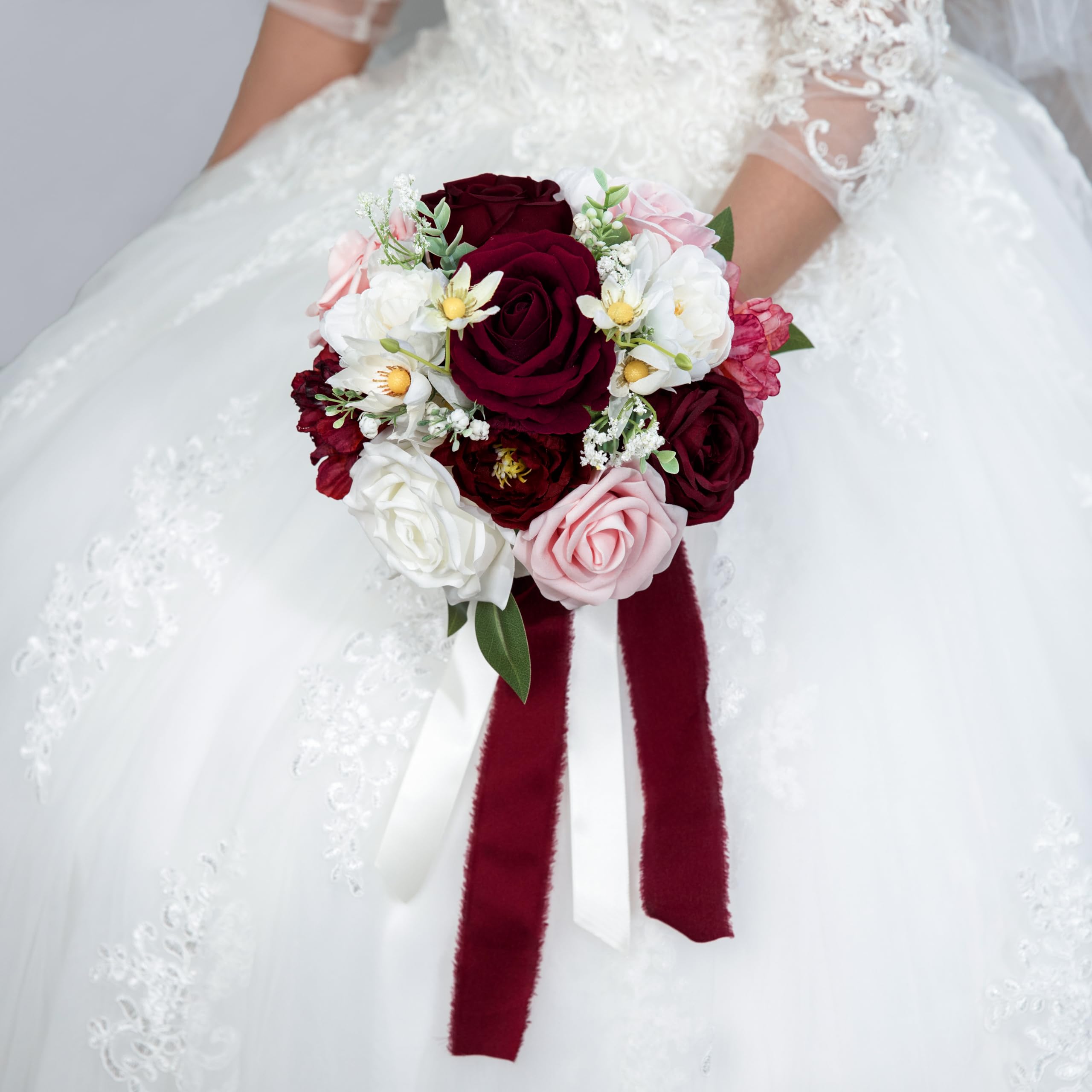 open lace back dress Amazon.com: ponatia Burgundy Wedding Bouquets for Bride Bridesmaid, Blush  Artificial Prom Flowers Bouquet for Weddings, Ceremony, Anniversary  (Burgundy & Blush) : Home & Kitchen