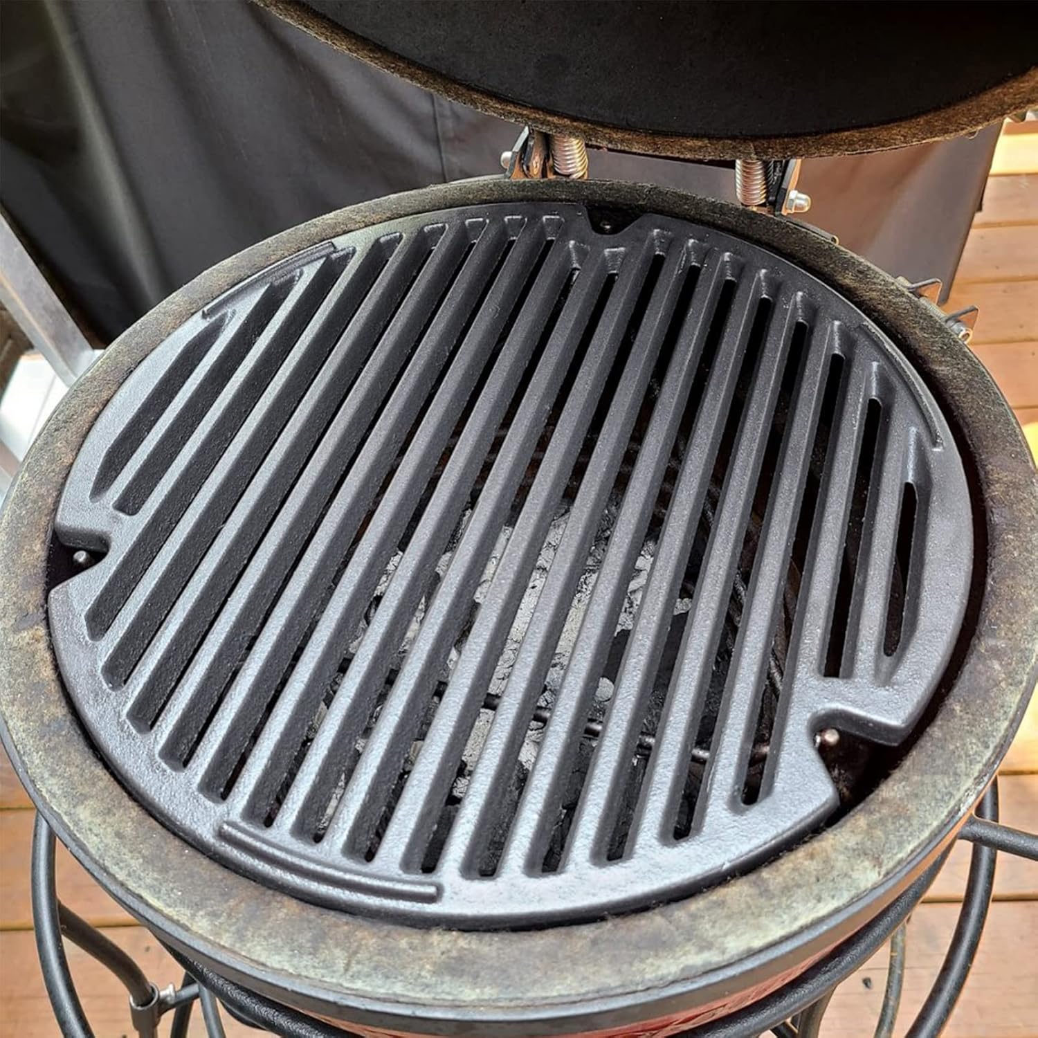 Vankey Cast Iron Grill Grate for Kamado Joe JR,Round Cooking Grids Grates,Cast Iron Sear Plate Replacement for Kamado Joe Classic Joe I, II, III,& JR Series