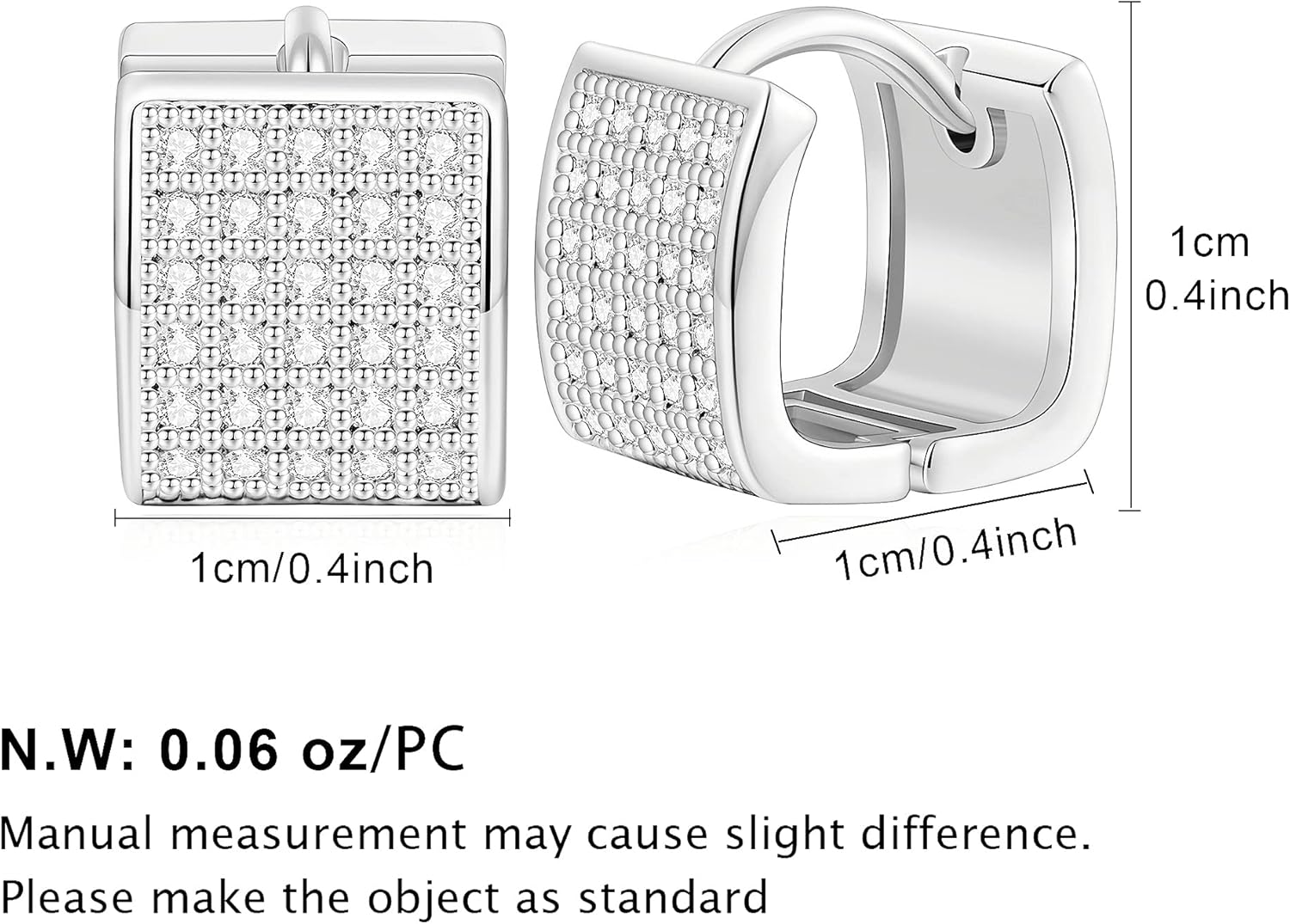 14K Gold Plated Hoop Earring Small Square Huggies Hoops For Women, Minimalist Cute Earrings for Women Girls Gift, gold silver rose gold black and CZ - Image 7