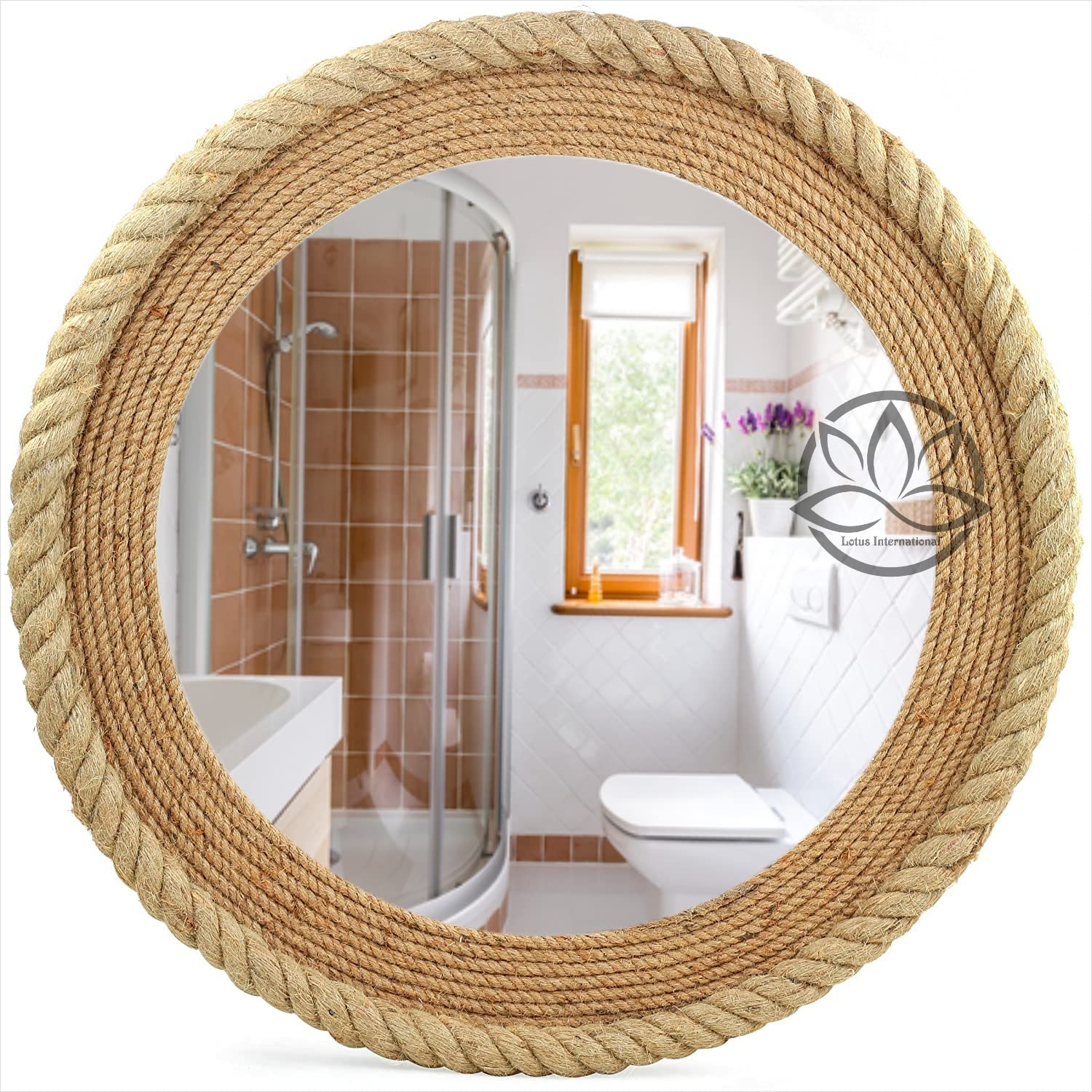 Miroir rond en corde de jute 45,7 cm ideal pour salon style bohème