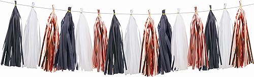 Guirnalda de papel de seda con borlas de papel de seda color oro rosa y blanco para despedida de soltera, baby shower, cuarto de bebé, fiesta de