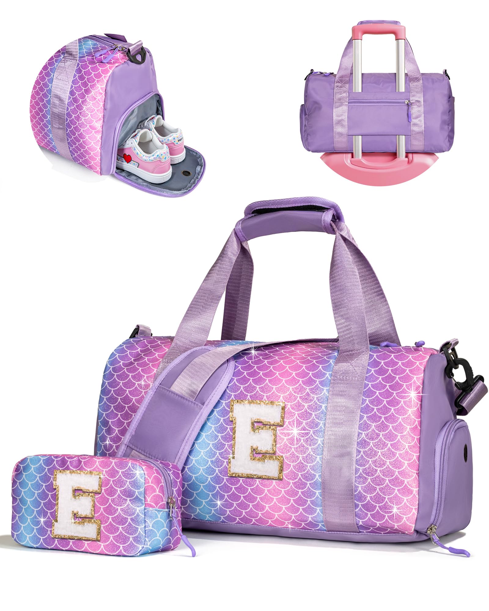 Vogewood Stuff for Girls-Birthday Gifts for 4 5 6 7 8 9 10 11 12 13 Year Old Girls-Girl Gym Bag with Shoe Compartment, Dance Bags with Makeup Pouch,