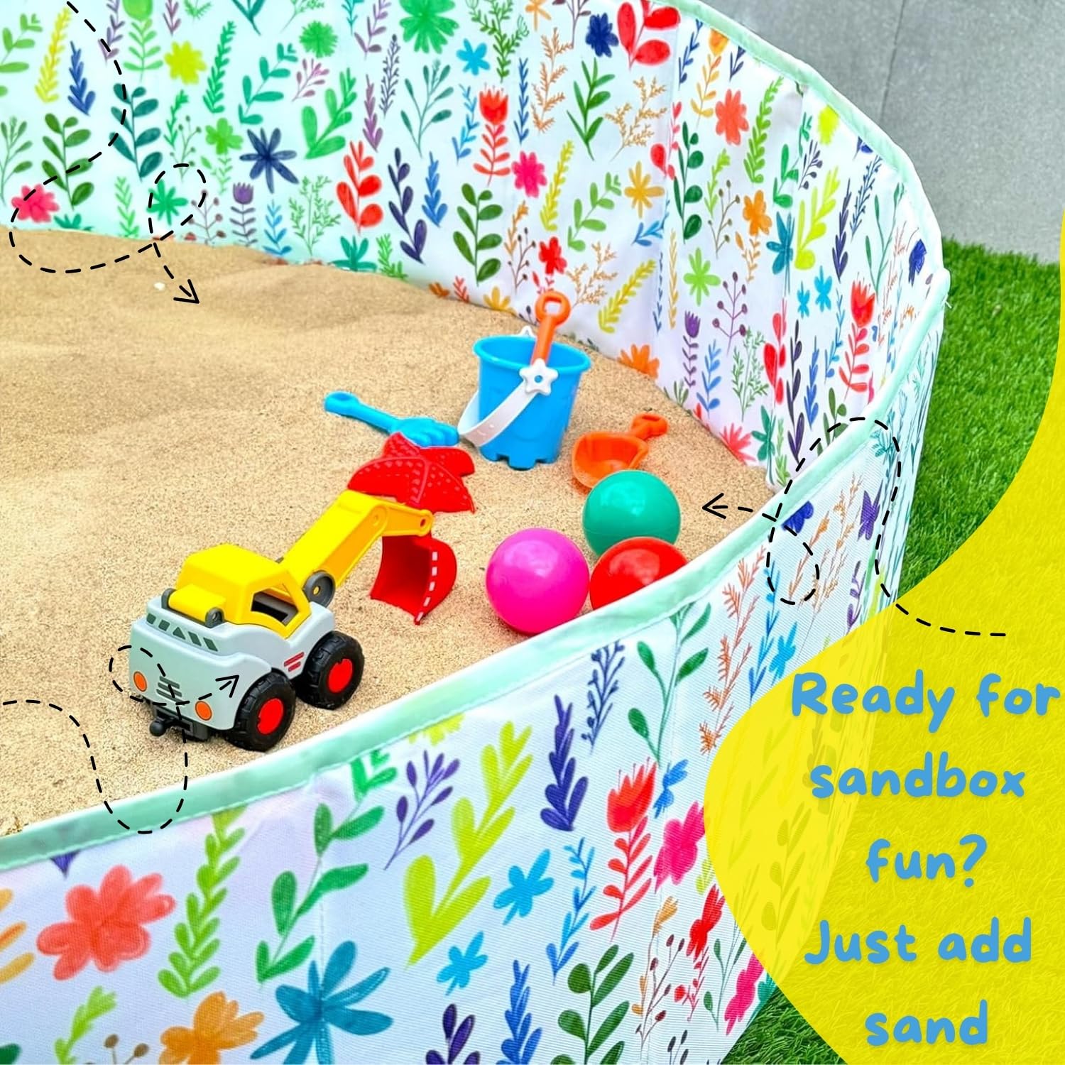 Faltbares Bällebad 120 cm für Kinder und Baby | Kinderspielplatz | Blumen Pool | Bälle Nicht enthalten