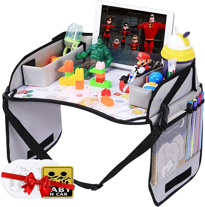 Innokids Kids Travel Lap Tray Children Car Seat Activity Snack and Play Tray Desk