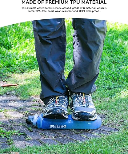 Miniatura 4 de Botella de filtro de agua plegable de 1.0 L, sin BPA, ultraligera y duradera, con cartucho de tapa de filtro de 1.654 in, botella de agua filtrada