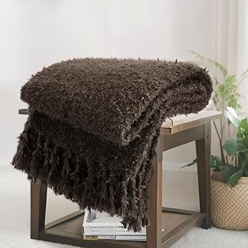 Soft Knit Throw Blanket for Couch with Tassels 50"x60"
