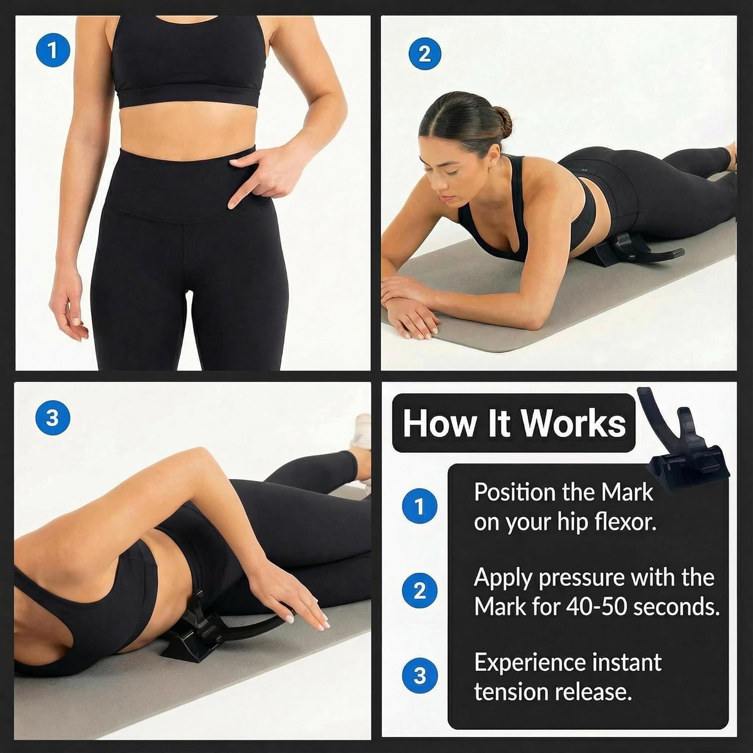 Hip Flexor & Psoas Release Tool – Ergonomic Hip Hook for Instant Relief from Lower Back Pain, Sciatica & Hip Tightness | Portable Self-Massage Tool for Athletes, Desk Workers & Yogis (Black) - Image 3