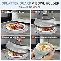 Vista 3 de Paquete de 2 fundas para alimentos para microondas con tapete de 10 pulgadas, tapete como soporte para tazón, cubierta para protector