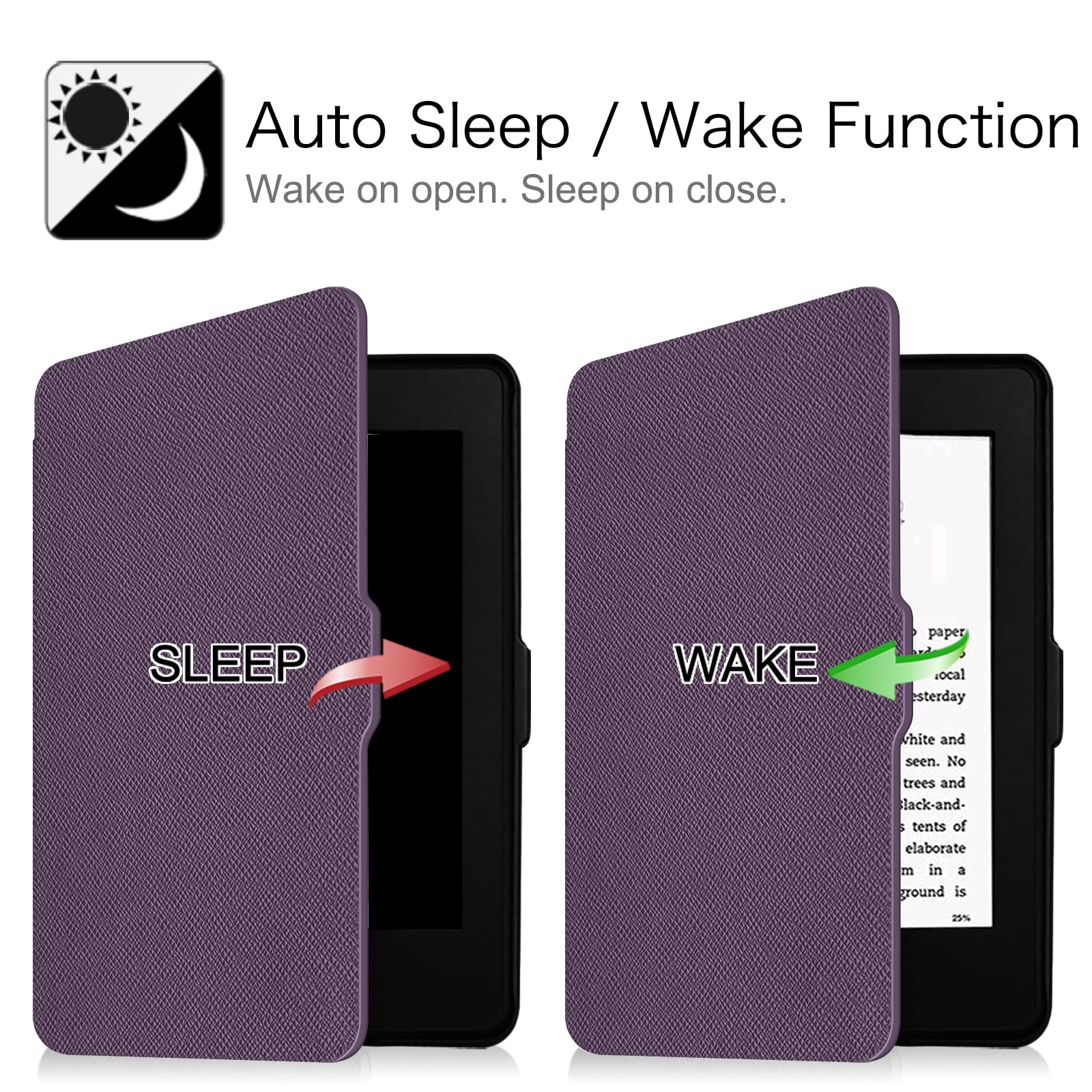 FINTIE Custodia per Kindle Paperwhite 6" 2012-2017 Modello EY21 DP75SDI, Cover Sottile Leggero con Auto Sveglia/Sonno, Viola