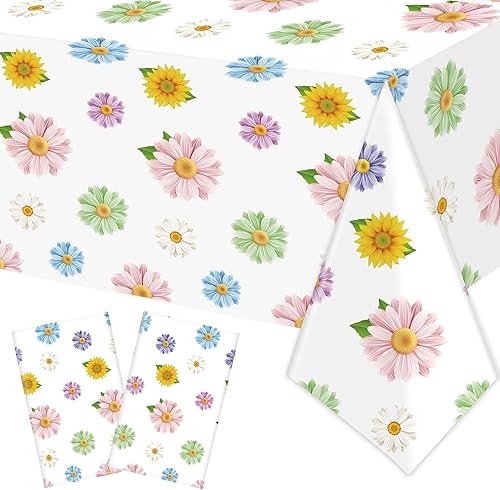 Mantel de plástico floral con margaritas de primavera, mantel rectangular con girasol, manteles rectangulares de flores rosas, moradas, azules, para