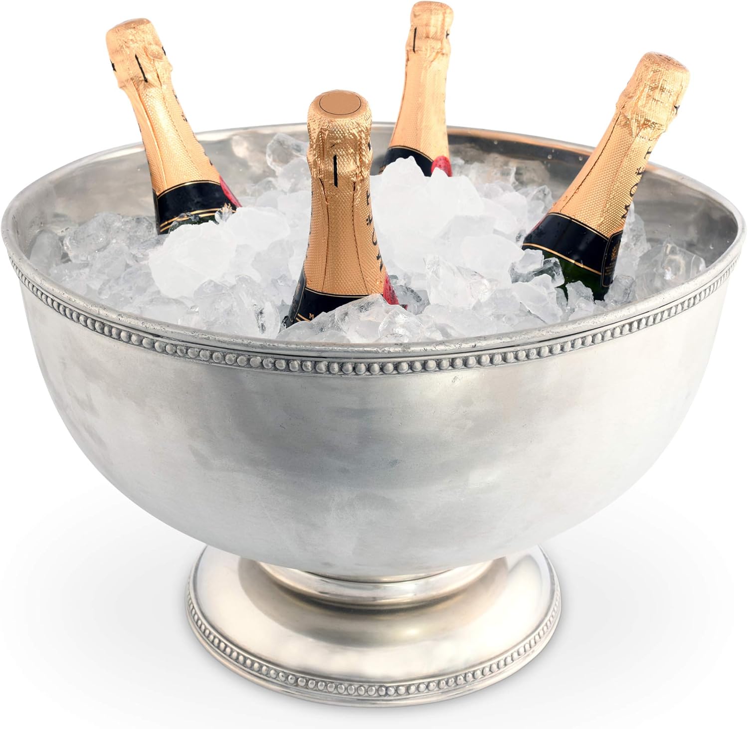 Vagabond House Solid Pewter Medici Bead Ice Tub/Punch Bowl 18.5 inch Wide x 11 inch Tall