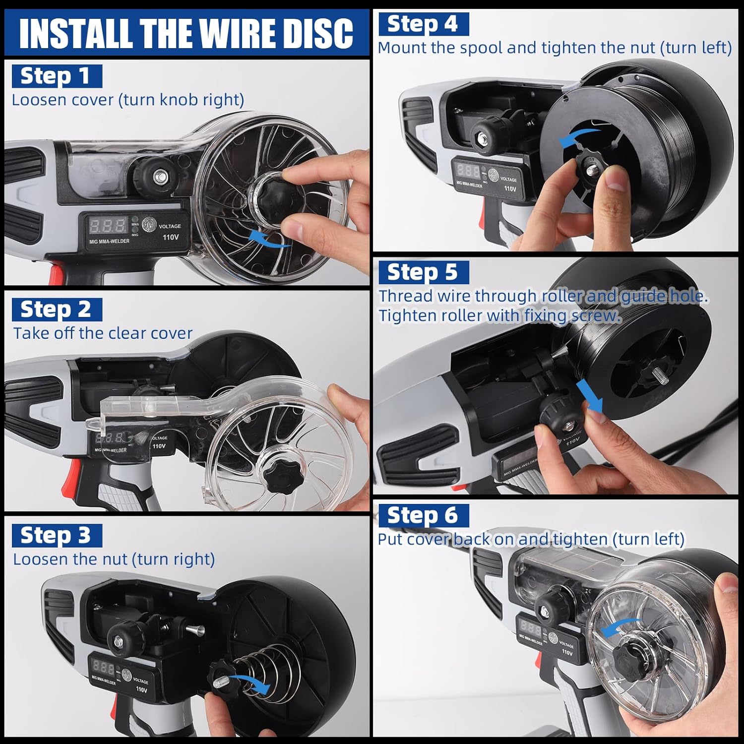 2 in 1 MIG and Stick Welder：250A MIG & MMA Welder 110V Flux Core IGBT Inverter Handheld Gasless Wire Feed Welder for Flux .032"/.040",Inverter ARC Welder Gun for 3/32"-1/8" Rod