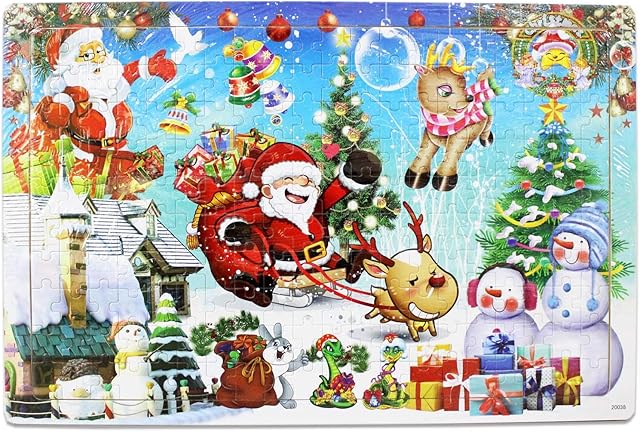 FunnyGoo Wooden 200 Piece Jigsaw Puzzle Merry Christmas Xmas Santa great gift for kids