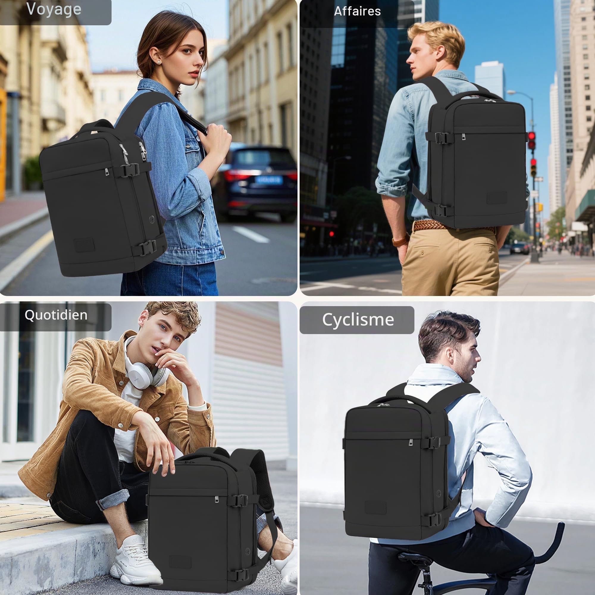 Baggage Cabine 40x30x20 pour Ryanair Sac à Dos Voyage Cabine Avion Bagage à Main Antivol Avion pour Easyjet Wizz Air Vueling Travel Backpack Femme Homme