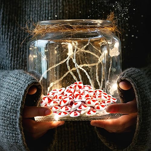 Miniatura 4 de Giegxin 60 caramelos de Navidad para manualidades, decoración de dulces falsos de plástico, adornos de menta arcoíris para colgar en el árbol,