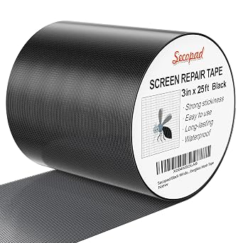 Secopad 3" x 300" 25FT Screen Repair Tape, Screen Repair Kit, Black