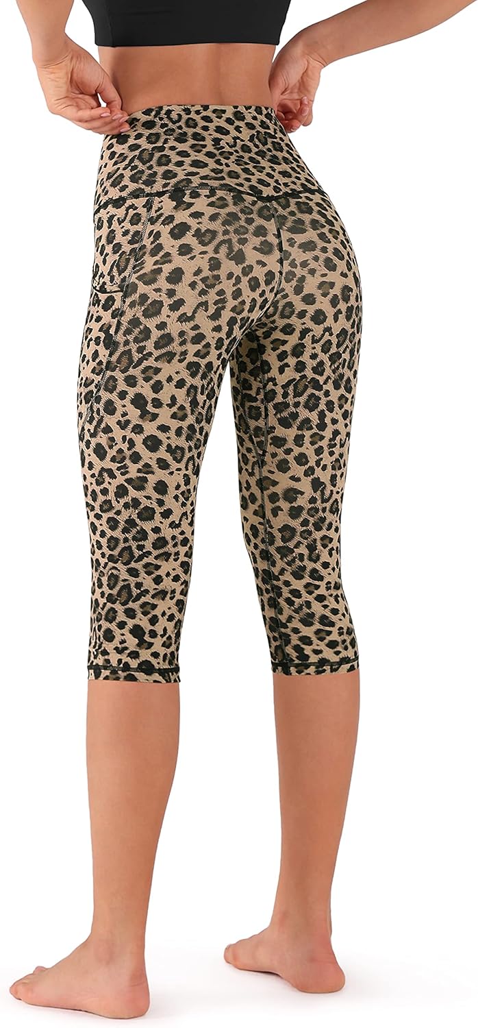 ODODOS Women's High Waisted Yoga Capris with Pockets, Tummy Control Non See Through Workout Athletic Running Capri Leggings - Image 3