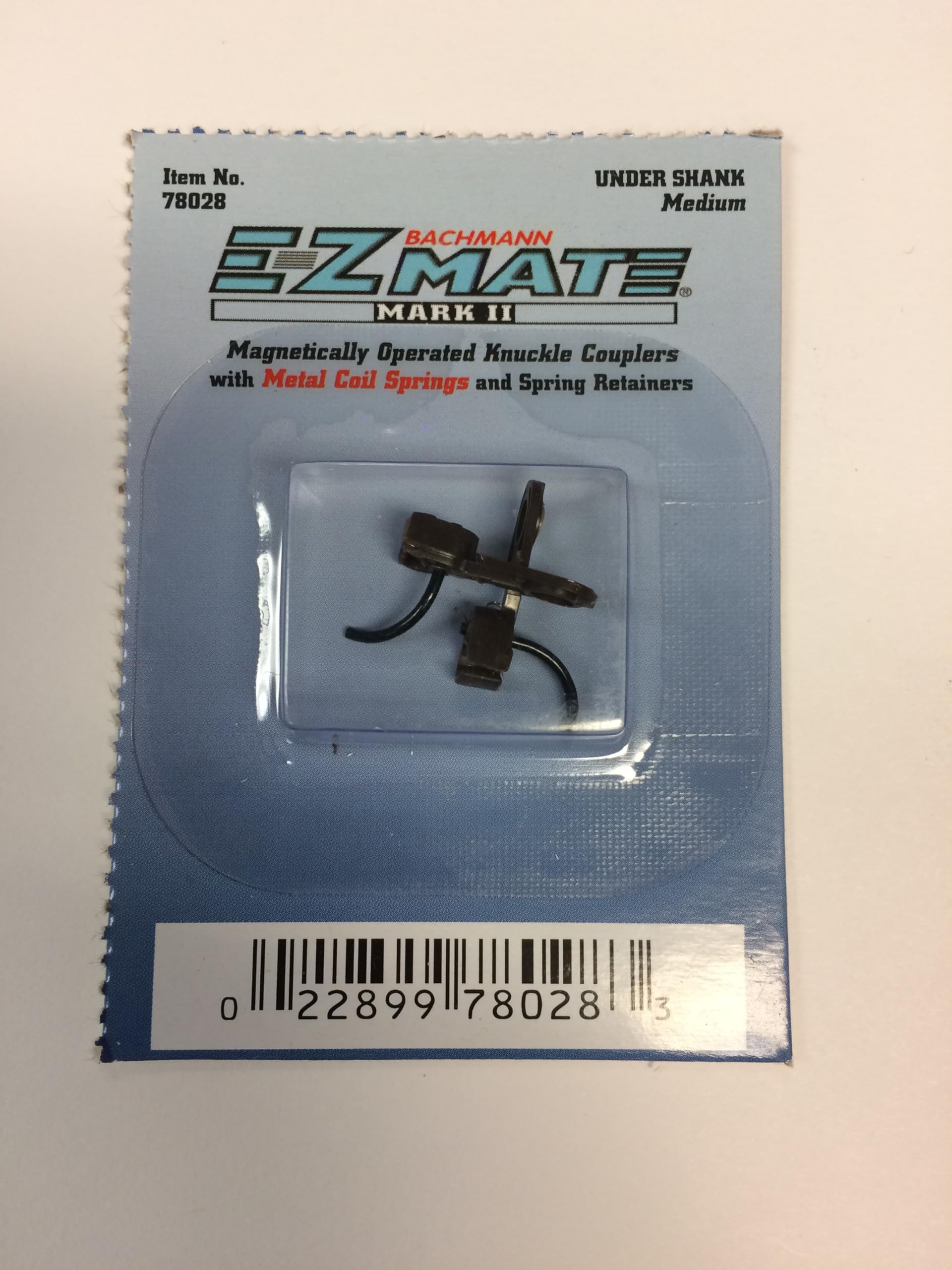 Model Power HO Medium Bachmann EZ Mate Under Shank KNUCKLER Coupler 6 Pack (12 Couplers Total) - Magnetically Operated, Metal Coil Springs