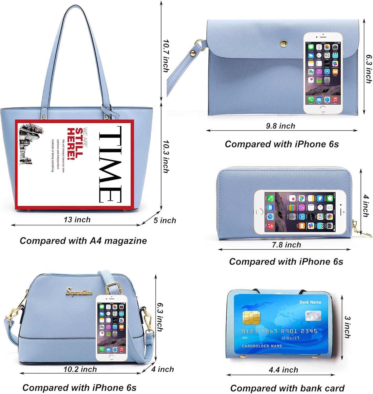 Soperwillton Handbags and Purses for Women Shoulder Tote Bags Top Handle Satchel Purse Set 5pcs - Image 5