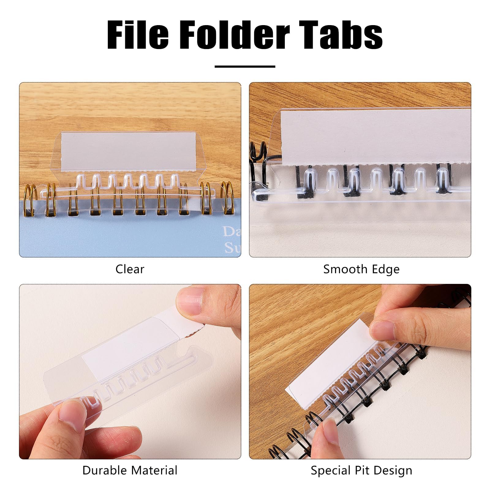 50 Pcs File Folder Tabs,Transparent File Folder Labels for Hanging Folders, Organize Office Files and Classify Document Types, Quick File Identification System 2