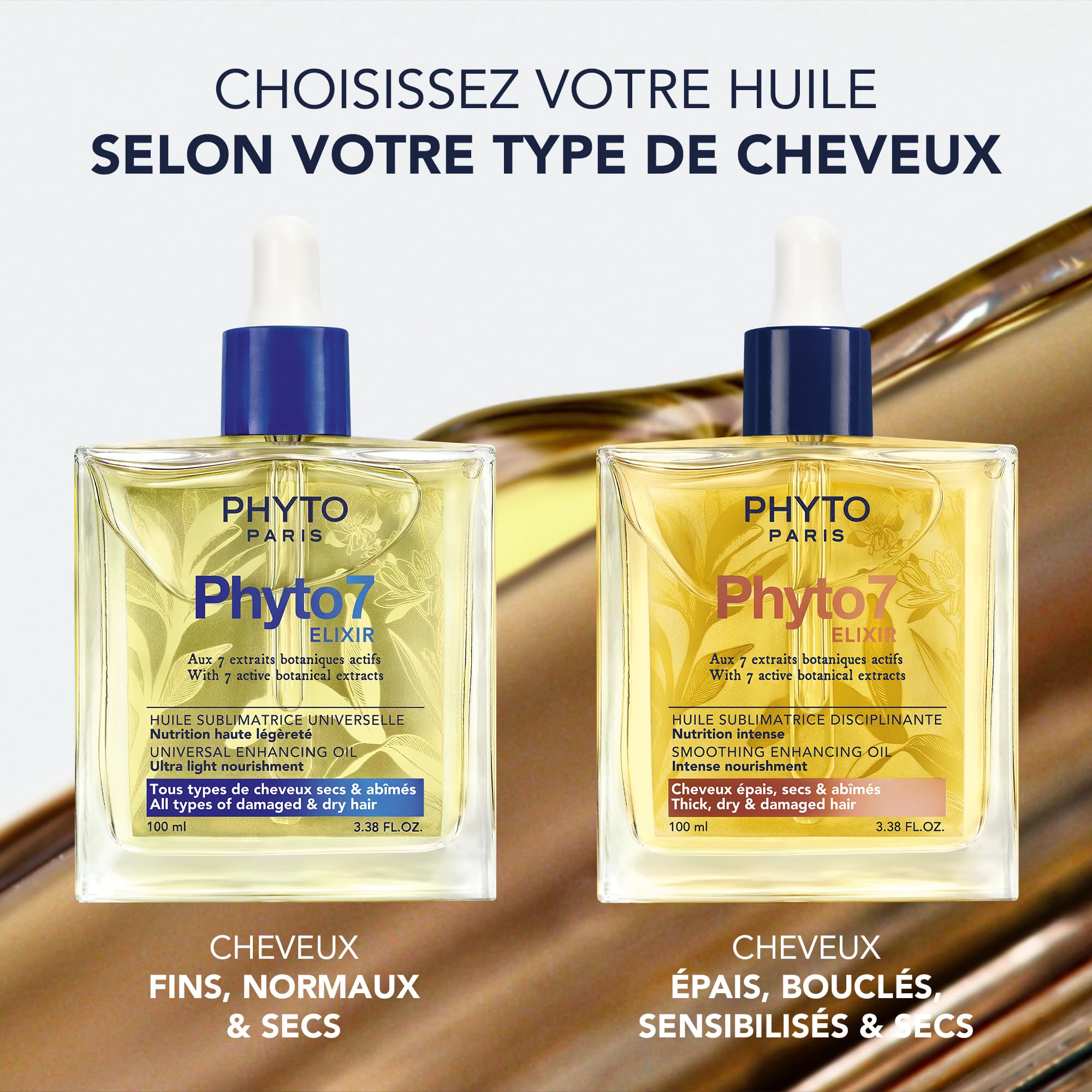 Phyto Paris - Phyto 7 - Uniwersalny olejek sublimacyjny 100 ml - Olejek do włosów cienkich i bardzo suchych - Wielofunkcyjna pielęgnacja: odżywianie, stylizacja, wykończenie - 99% naturalnych