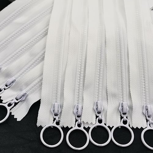 Miniatura 3 de Cremalleras de resina, 10 unidades de cremalleras que no separan con tiradores de anillo, cremalleras de plástico #3, cierre de cierre para ropa,