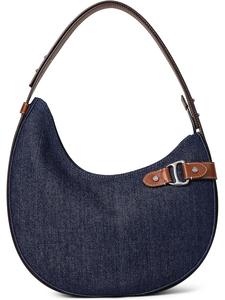 Navy Lauren Ralph Lauren Denim Large Tasha Shoulder Bag