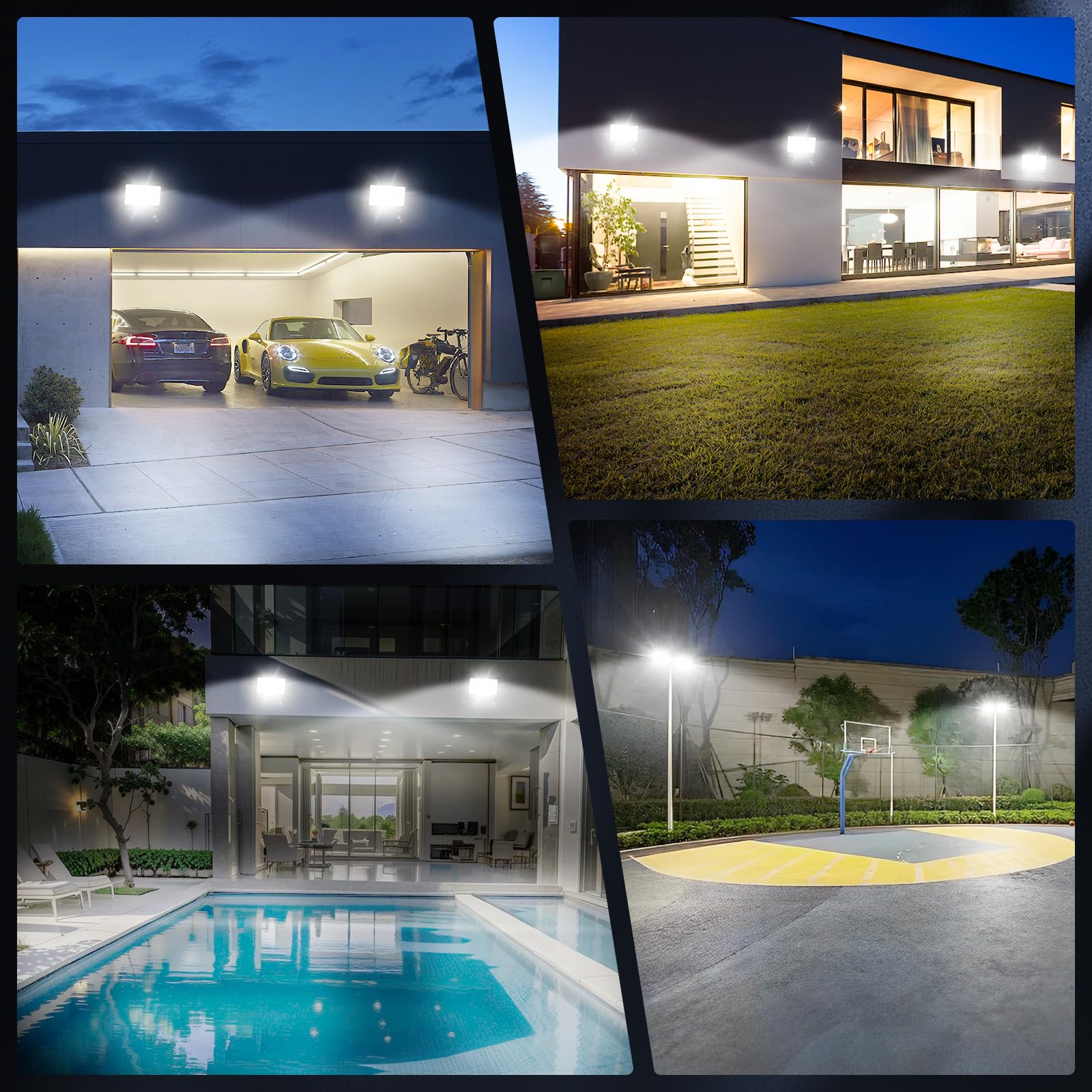LED Strahler Außen 300W 30000LM, 2 Stücke Superhell LED Scheinwerfer Kaltweiß 6500K AC 85-265V, IP67 Wasserfest Fluter Aussenstrahler für Garten Hinterhof Garage