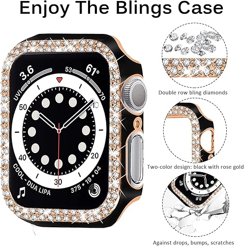 Miniatura 3 de Miimall Correas de resina para Apple Watch SE2 SE de 1.496 pulgadas, 1.575 pulgadas, 1.654 pulgadas, 1.732 pulgadas, con funda brillante para