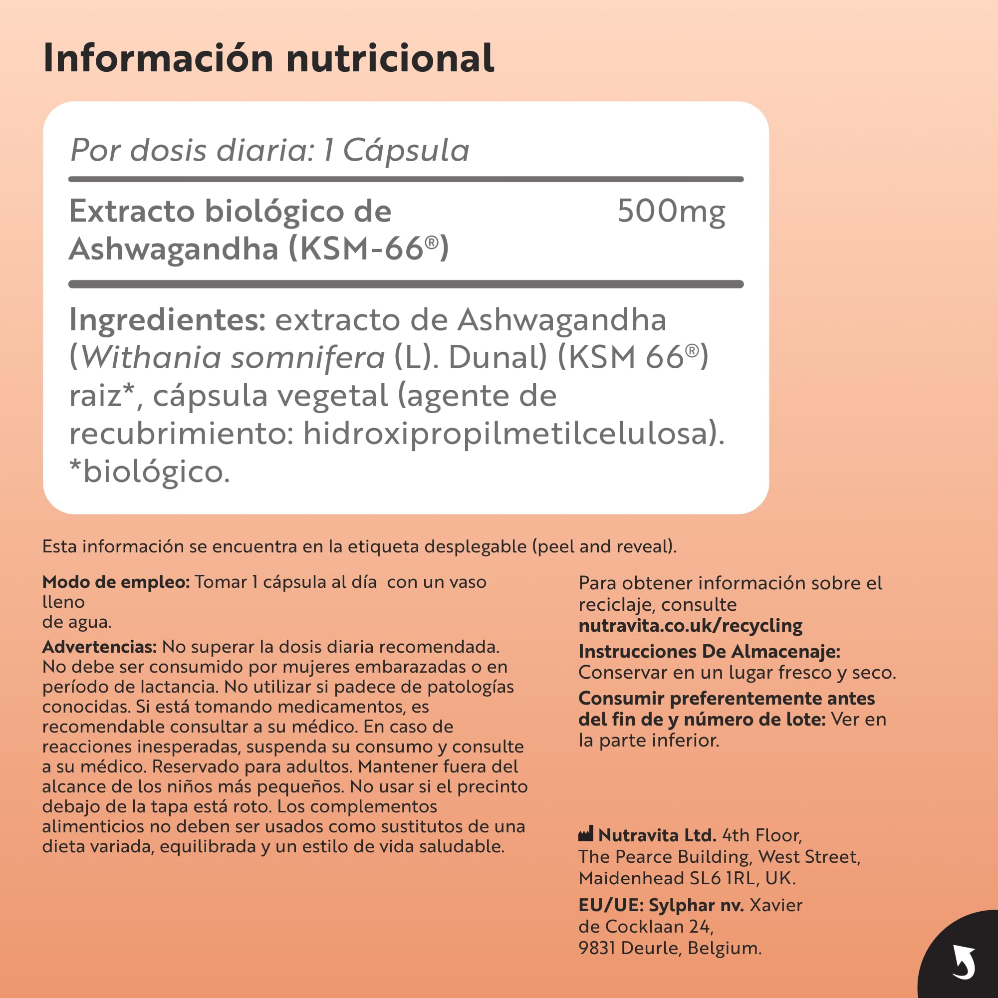Nutravita Ashwagandha Orgánica 500mg - KSM-66® Sin Excipiente. 100% Natural Cápsula Vegana de Ashwagandha - Suplemento adaptógeno Ayurveda Ginseng Indio (Withania Somnifera) Antiflamatorio natural
