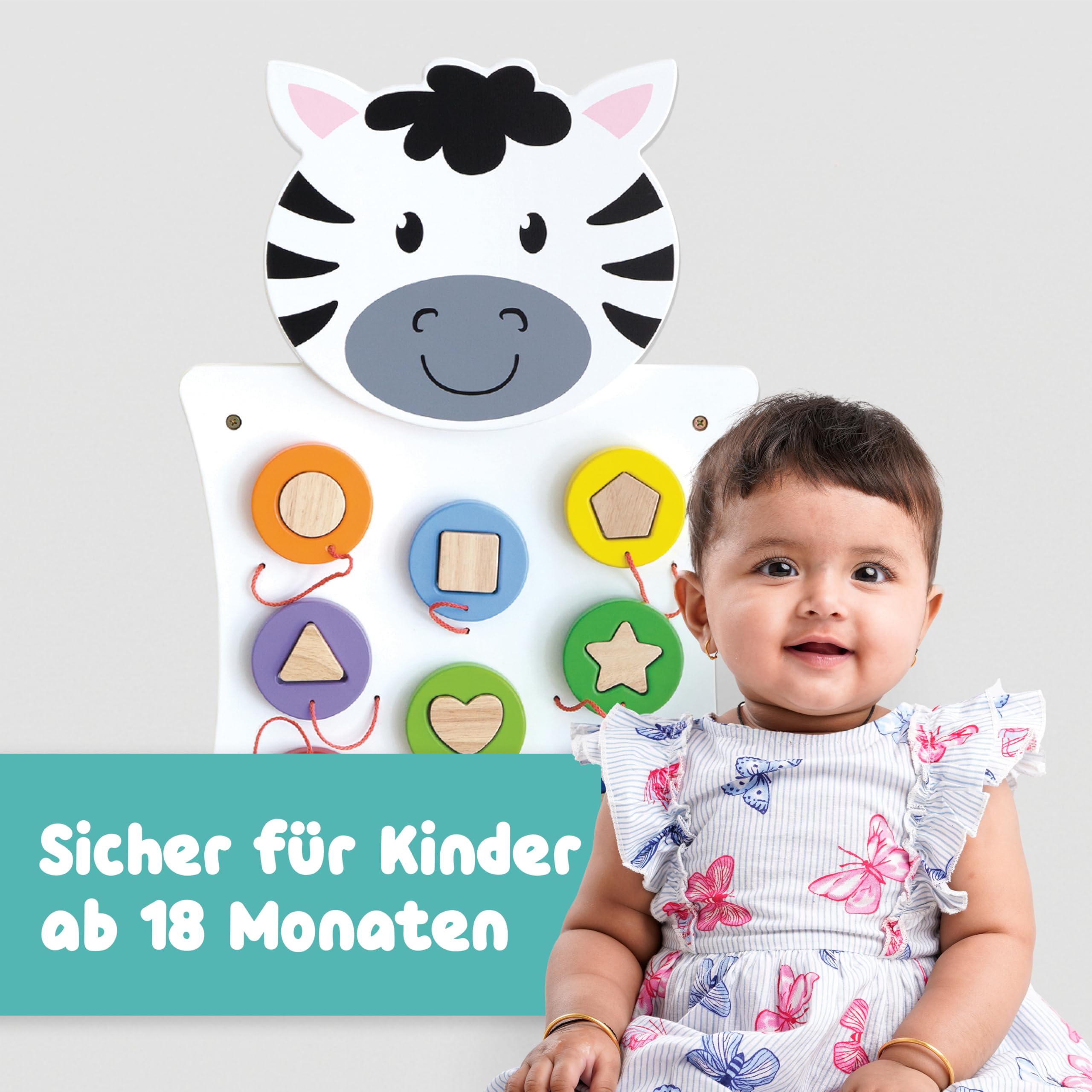LEARNING ADVANTAGE Spark & Wow Zebra Spieltafel und Aktivitätscenter - wandmontiertes Spielzeug für Kinder ab 18 Monaten - Dekoration für Kinderzimmer und Spielbereiche