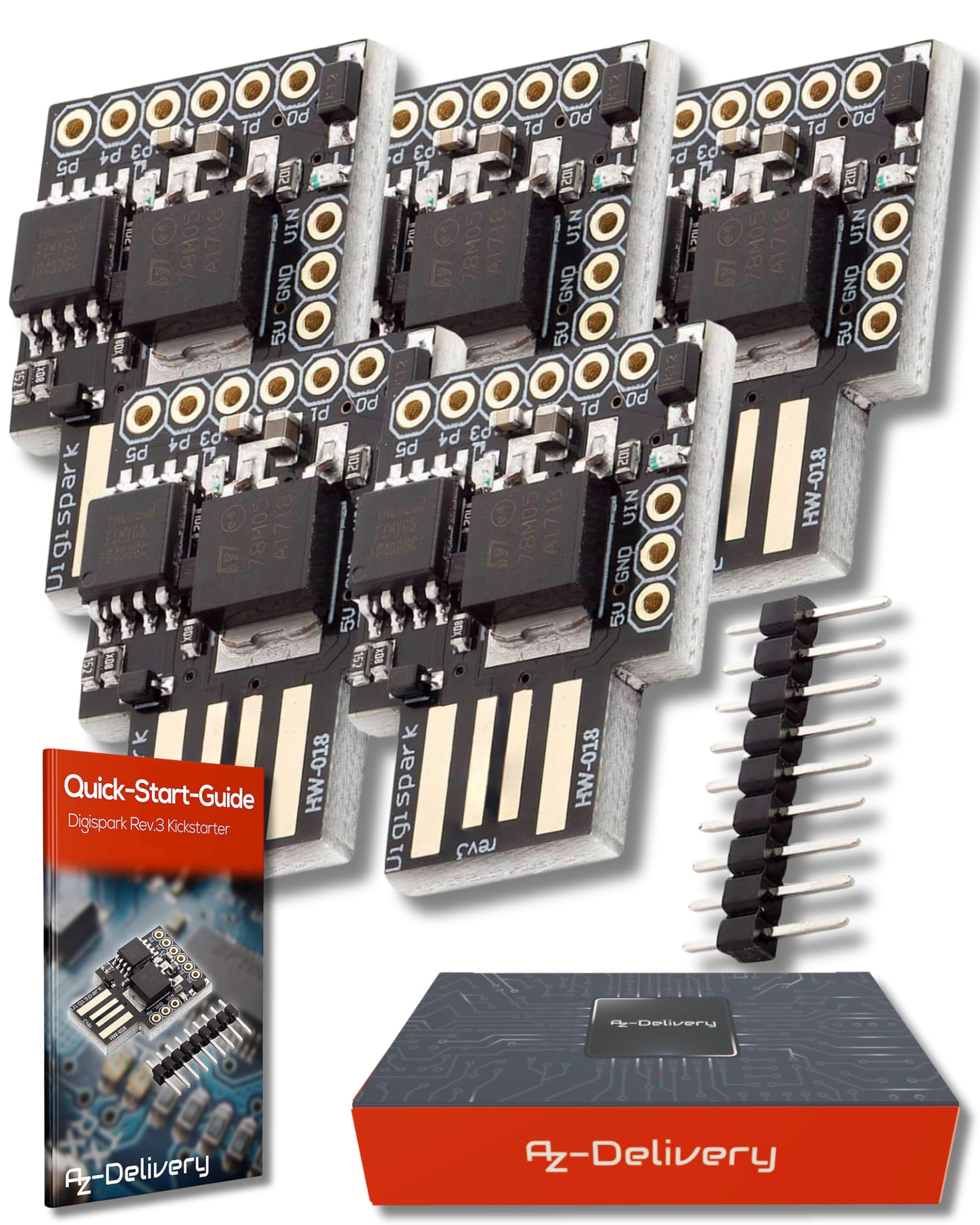 AZDelivery 5 x Digispark Rev.3 Kickstarter mit ATTiny85 und USB kompatibel mit Arduino inklusive E-Book!