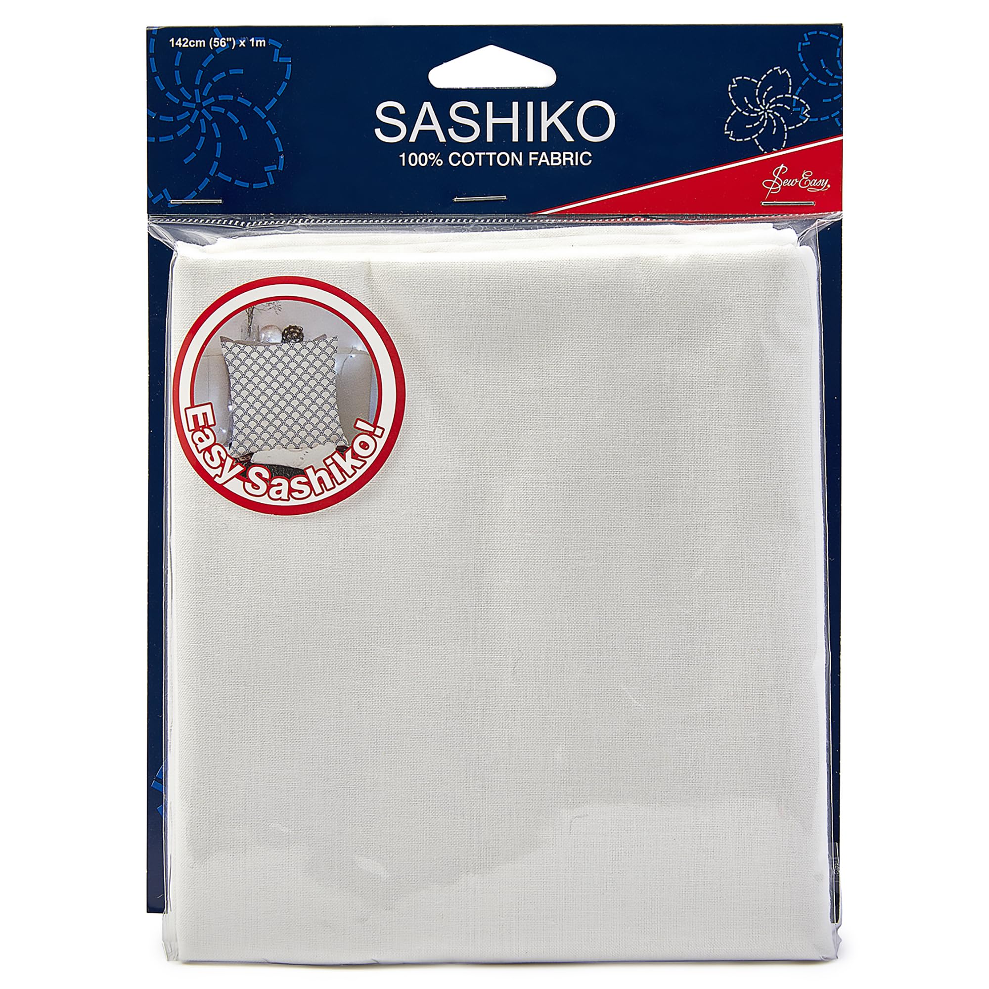 Sew Easy Sashiko Cotton Fabric – Ivory 1m x 1.42m 100% Cotton Fabric for Stitching Sashiko Designs