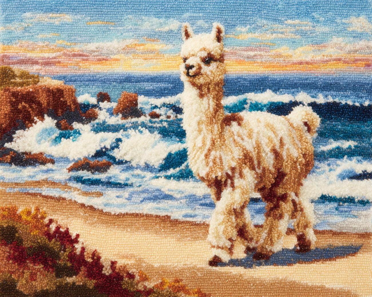 AMBATTERY Latch Hook Rug Kit Alpacas by the sea 90x120cm