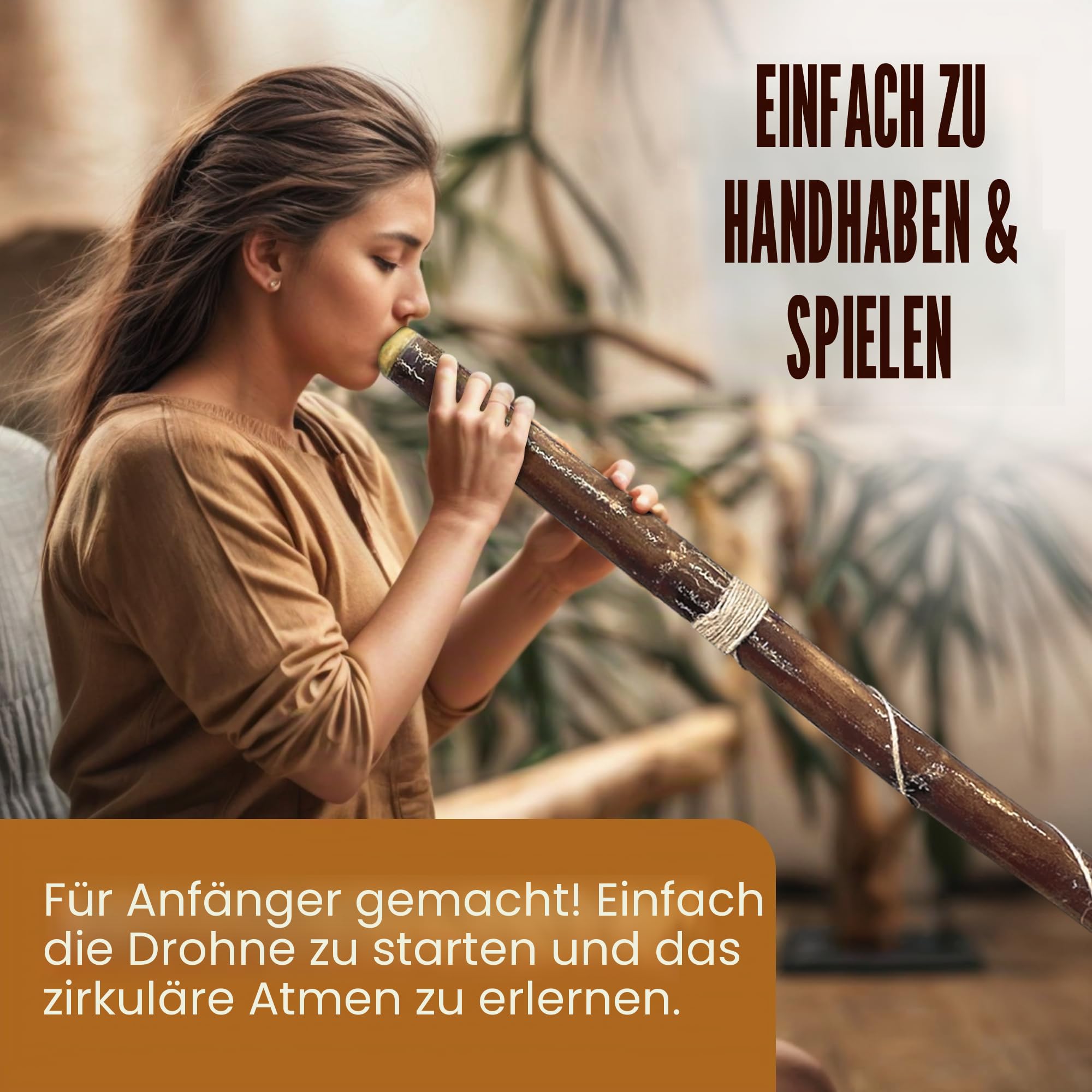 World Percussion USA Handgefeuertes modernes Didgeridoo - Mundstück aus Bienenwachs