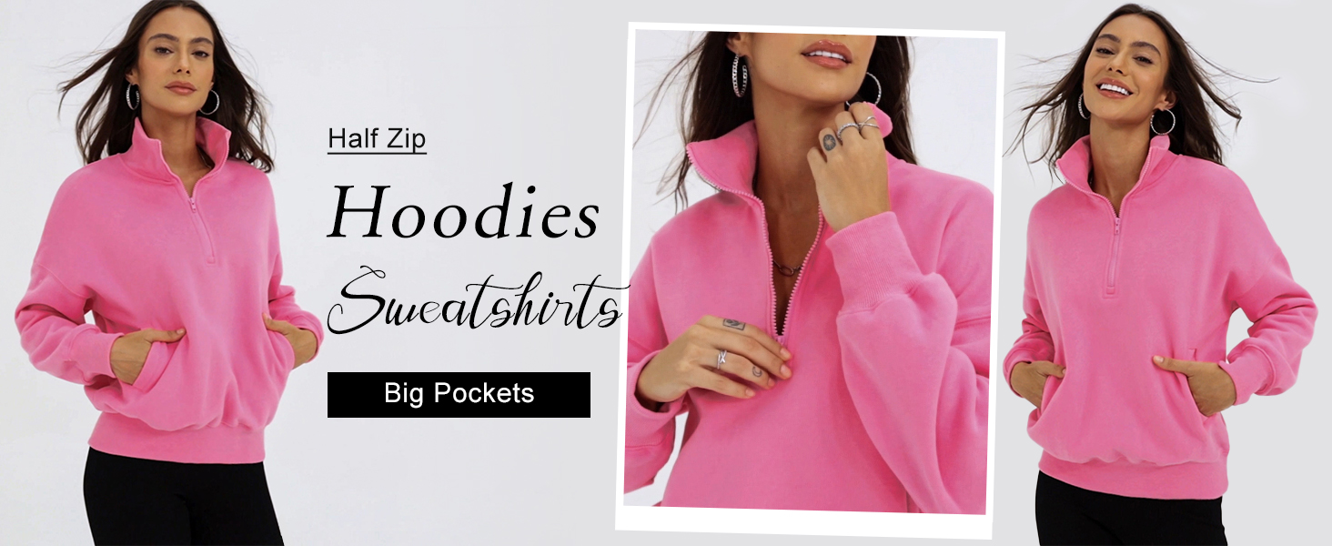 Amazon.com: PRETTYGARDEN Womens Half Zip Oversized Sweatshirts